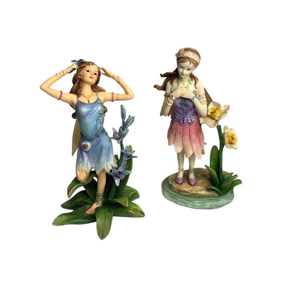 Faerie Glen Delphinia & Narcia Fairy Figurines Lot Resin Wing Repair
